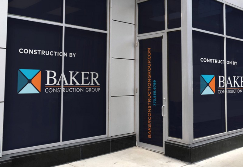 Baker Construction Group window signage