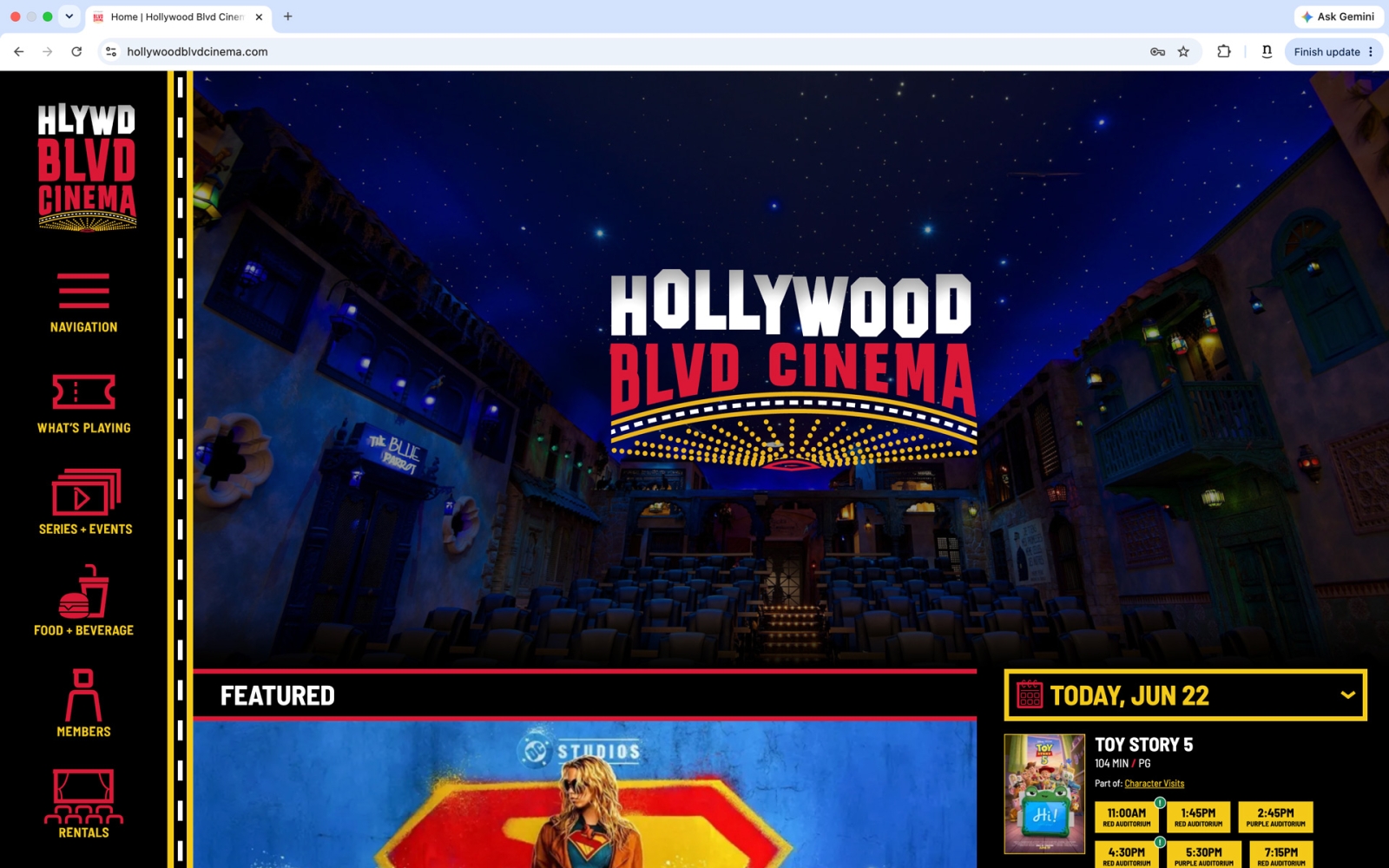 Hollywood Blvd Cinema home page desktop