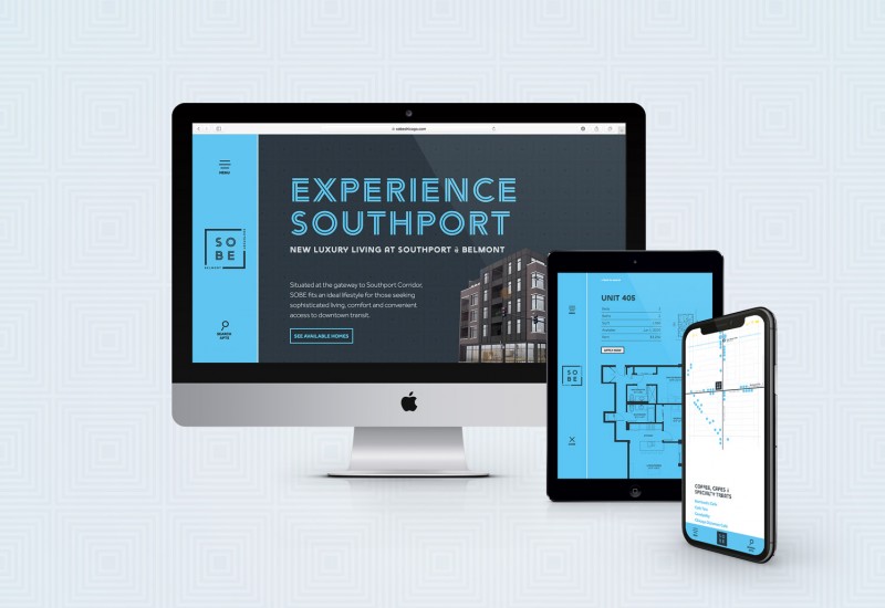 SOBE Chicago Apartments Website in Desktop, Tablet and Mobile Configurations