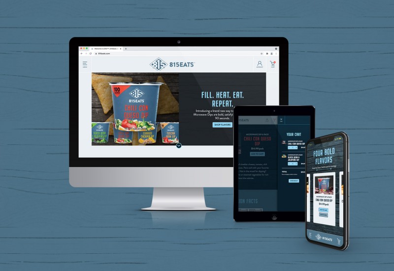 Image of the 815Eats website on desktop, tablet and mobile devices