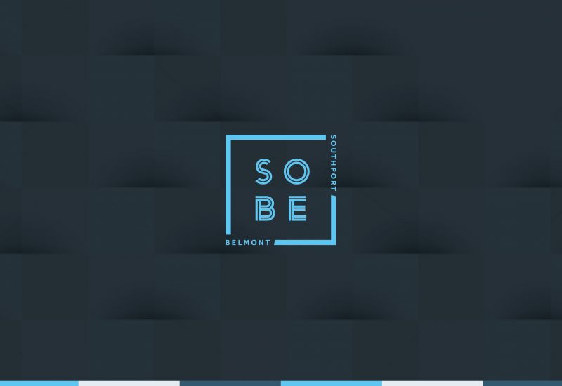 SOBE logo featuring its location at the intersection of Chicago's Southport and Belmont avenues.