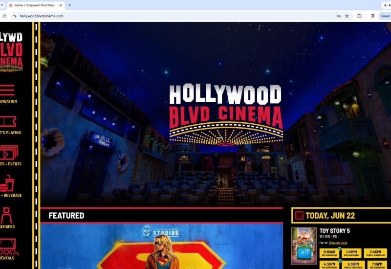 Hollywood Blvd Cinema home page desktop